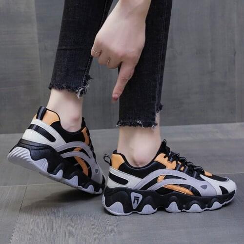 Large size womens vulcanized shoes leather waterproof sports shoes womens platform flat shoes casual breathable running shoes