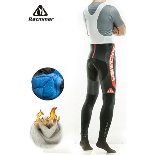 Racmmer 2020 Winter Thermal Fleece Cycling Long Bicycle Bib Pants 5D Gel Pad Bike Tights Mtb Men Ropa Ciclismo Invierno #CK-04