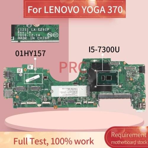 01HY157 For LENOVO YOGA 370 I5-7300U Laptop motherboard CIZS1 LA-E291P SR340 DDR4 Notebook Mainboard