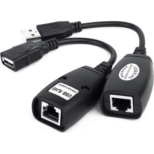 1pair USB 2.0 Male To Female Cat6 Cat5 Cat5e 6 Rj45 LAN Ethernet Network Extender Extension Repeater Adapter Converter Cable