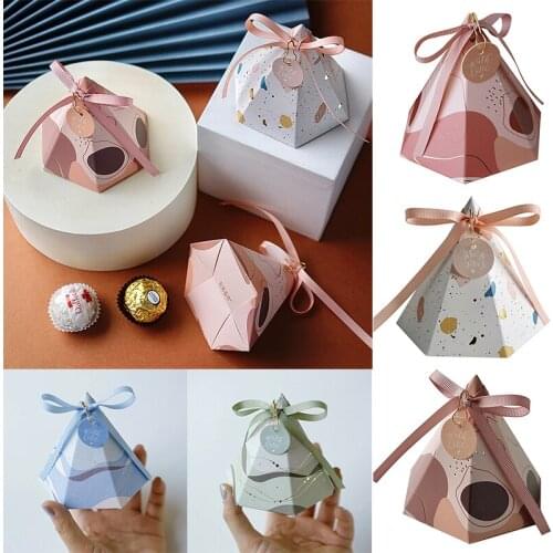 10pcs Candy Gift Boxes Small Fresh Box Packaging Sugar Chocolate Bag Cone Wedding Birthday Party Engagement Wrapping Supplies
