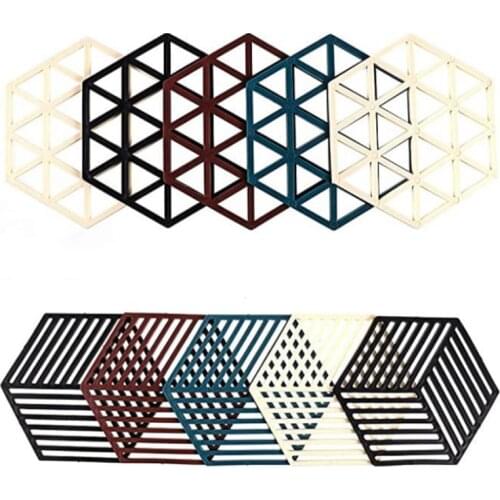 10 Pcs Silicone Trivet Mats and Hot Pads Hexagon Heat Resistant Pot Holder Placemat for Bowl Dishes