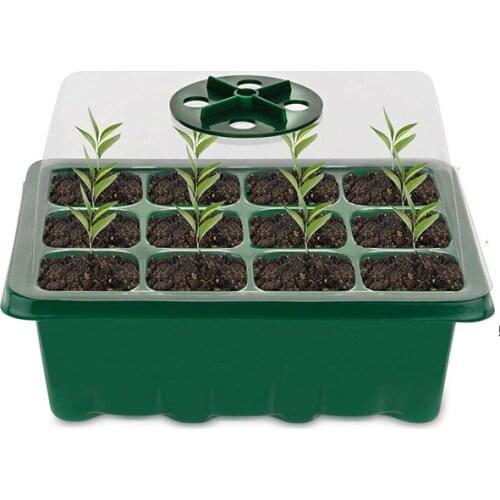 12 Holes Plastic Nursery Pots Plant Germination Tray Planter Flower Pot with Lids Hydroponic Seeds Growing Box Seedling Case
