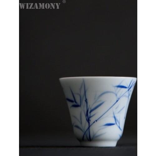 2PCS!!!! WIZAMONY Jingdezhen Drinkware Tea Cup tea set tea bowl White B Ceramic kung fu teacups Chinese Porcelain Celadon