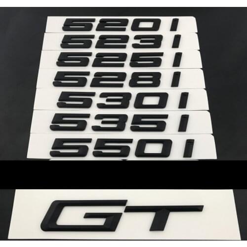 3D Abs Matte Black ABS Number Letters Word Car Trunk Badge Emblem Emblems for BMW 5 Series 520i 523i 525i 528i 550i GT Badge