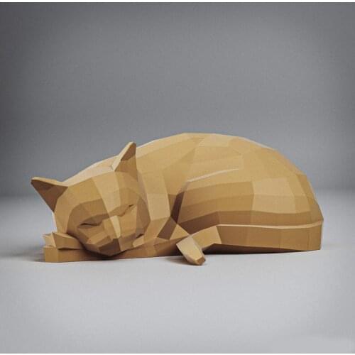 3D Wall Paper Model Sleeping Cat Pre-cut Papercraft Art Charizard Home Decor Decoration Puzzles Eductional DIY Toys