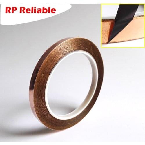 5 rolls 6mm wide, Black Single Adhesive Copper Foil Tape, 20meters/roll