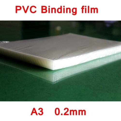 50PCS/LOT PVC Binding film A3 297x420mm Comb binding machine suppliers 0.2mm A3 Transparent Binding covers