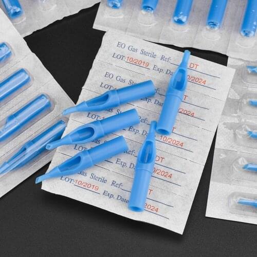 50pcs Tattoo Tips Kit Boquillas Tatuajes Mezcla Mix Agujas Y Punteras De Tatuar Needle Cap Plastic Nozzles Tube 3/5/7/9 DT FT RT