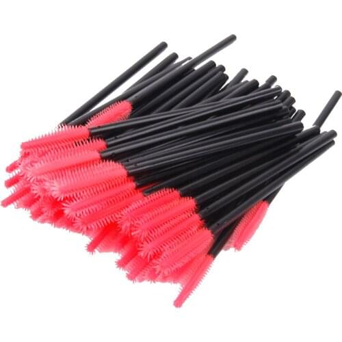 50x Silicone Head Disposable Mascara Wands Eyelash Brushes Extention Makeup Tool