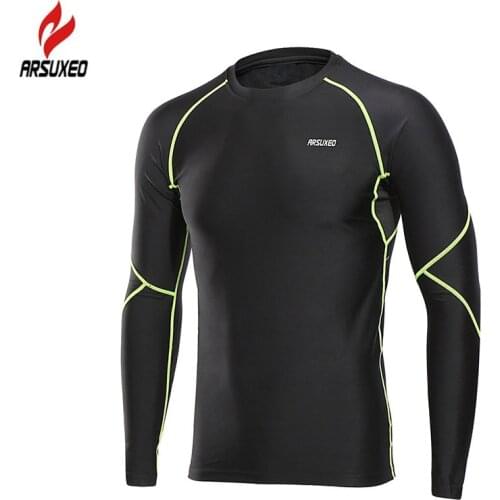 ARSUXEO Winter Thermal Fleece Long Sleeve Mens Running T-shirts Soccer Football Jerseys Sport Shirt Men Gym Fitness Clothing