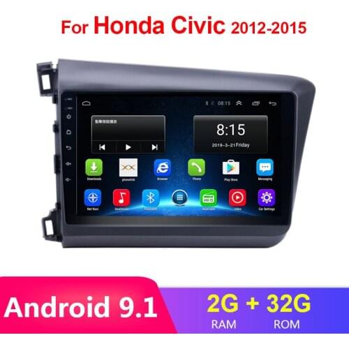 Android 9.1 Car Radio for Honda Civic 2012 2013-2015 9" Car Stereo multimedia Video Player GPS Navigation Mirror link WIFI FM