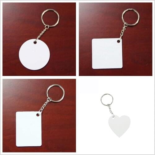 Sublimation Plastic blank key chain Custom Design Round square Shaped key ring hot transfer printing consumable 18pieces/lot
