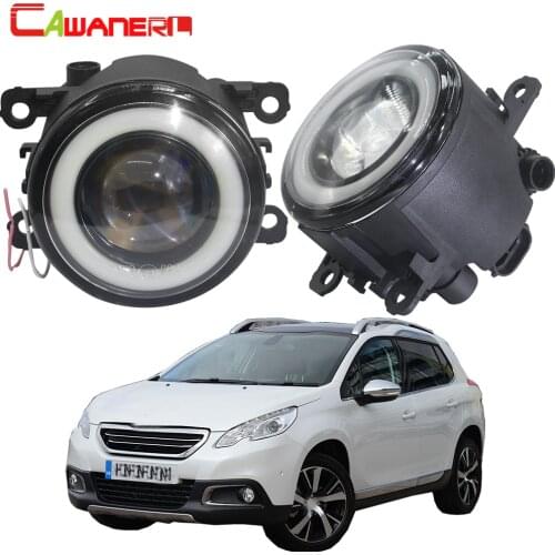 Cawanerl For 2013-2018 Peugeot 2008 Car Styling 30W COB LED Fog Light Halo Ring Angel Eye Daytime Running Light DRL 3000LM 12V