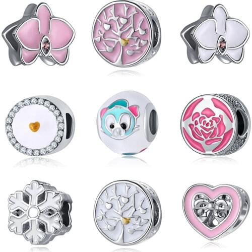 DIY charms plata de ley original bracelet jewelry valentines day gift bijoux boucle d'oreille femme beads jewellery