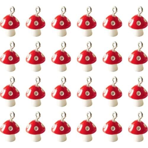 DIY Necklace Resin Charms Natural Mushroom Pendant 12mm Handmade Bracelet 30pcs Hanging Earrings Jewelry Making Supplies