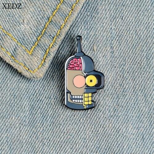 XEDZ New helmet teeth brain brooch fashion personality eye lightning rod soldier armor badge cowboy clothes pendant jewelry gift