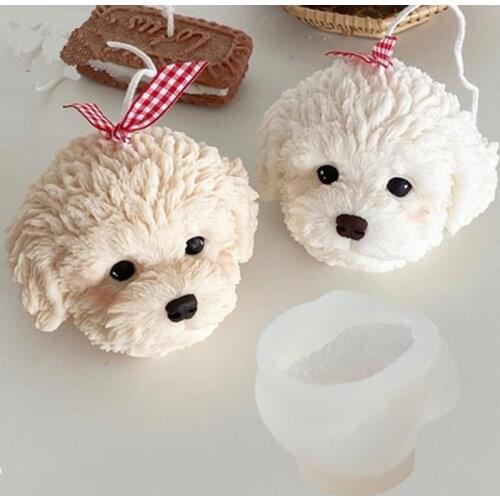 Dog Head Shape Animal Candle Mold Gypsum Clay Crafts Mould Decorating Silicone Mold for Candle Making Desktop Decoration Soap