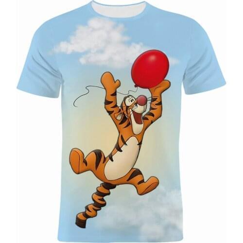 Womens T-shirt Fashion Disney The Tigger Movie 3D Print Men T Shirts Summer Cartoon Anime Clothes For Children