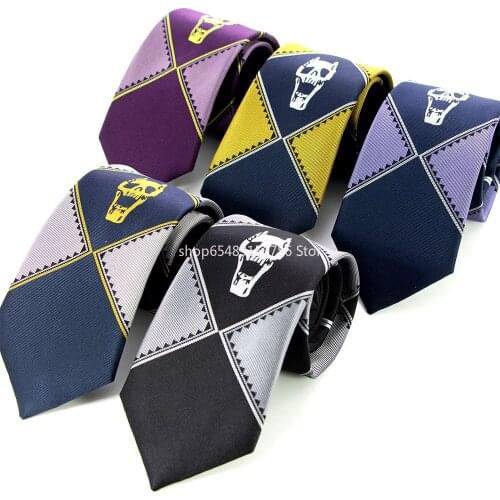Anime JoJos Bizarre Adventure Necktie KILLER QUEEN Kira Yoshikage Skull Neck Tie Halloween Cosplay Costumes Accessories Gifts