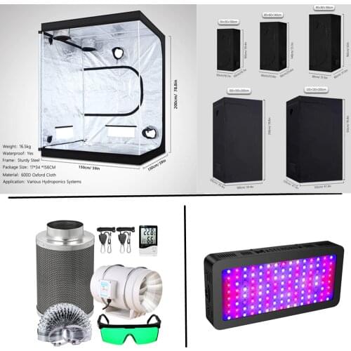 Growbox Grow Tent Full Kit Grow Light Lamps Set 4/5/6/8 Inch Fans Carbon Air Filter TS 600-1200W 50-300cm Grow Tent For Indoor