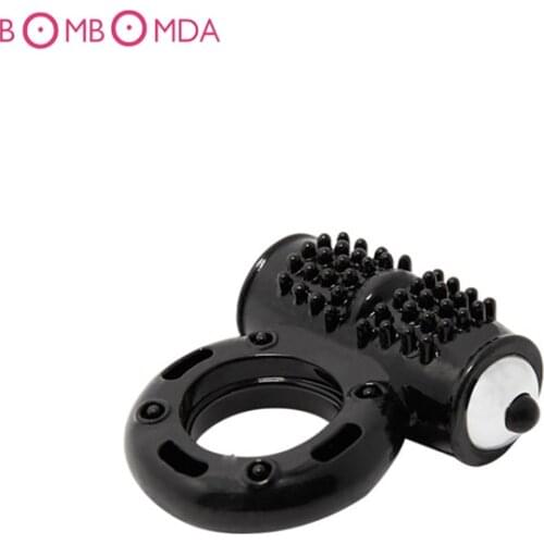 Penis Ring Time Delay Ring Black Power Ring 10 Speeds Super Strong Vibration Waterproof Clit Stimuation Stretchy Cock Ring