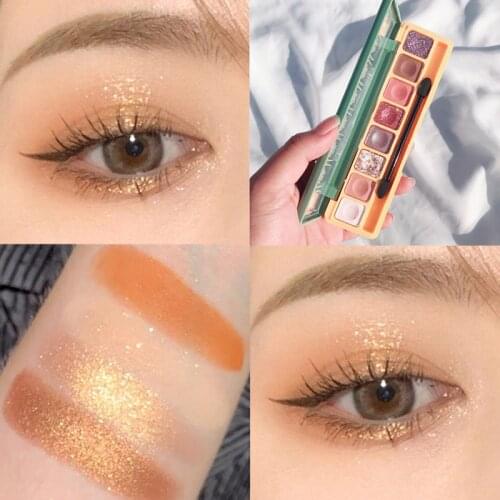 Sweet Party Eyeshadow Pallete Neon Makeup Palette 8 Shimmer Glitter Matte Shades Matellic Nude Blendable Pigment Powder