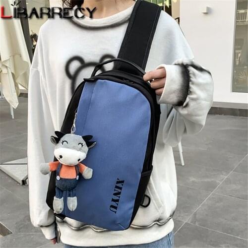 Fashion Letter Display Womens Bag High Quality Canvas Ladies Chest Bag Fashion Panelled Design Women Student Wallet Bolso Mujer