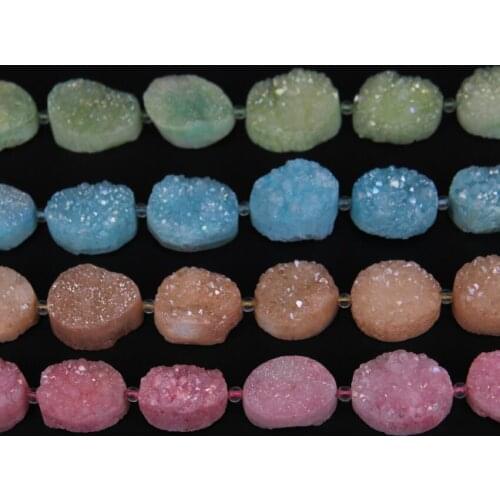 Mystic Titanium Druzy Stone Slab Nugget Beads,4colors for choice,Freeform Natural Drusy Geode Beads Jewelry,Wholesale Beads