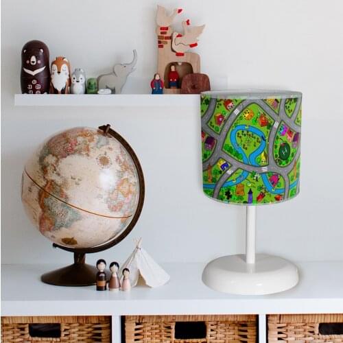 Children Room Night light Table Top Lamps football soccer ball astroturf sports orange red star red lampshade