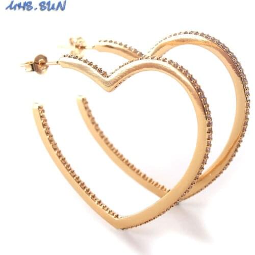 MHS.SUN Newest Heart Shape Hoop Earrings Mosaic Zirconia Alloy Earrings For Women/Girls Ear Jewlery Fashion Style