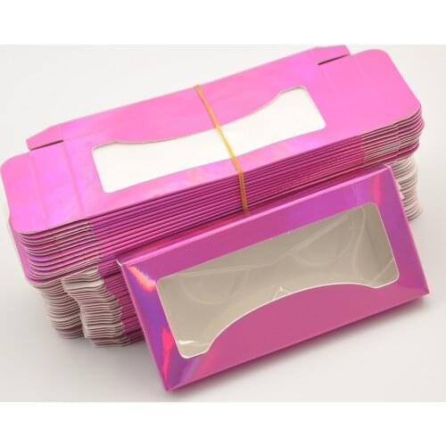 Wholesale New 10/Pack False Eyelash Packaging Paper Box Lash Boxes Packaging Custom Logo Faux Mink Eyelashes Makeup Purple Case