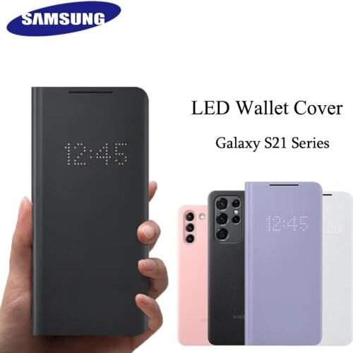 Original SAMSUNG Galaxy S21 Ultra S21 S21 PLUS 5G LED Smart VIEW Flip Cover LED Wallet Case with Card Pocket