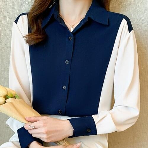 Autumn Women Turn Down Collar Chiffon Blouse Shirt Tops Long Sleeve Blouse Women Blusas Mujer De Moda 2021 Blouses Shirts F168