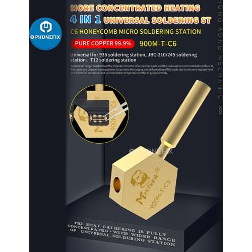Mechanic 900M-T-C6 Honeycomb Micro-soldering Station BGA PCB Soldering Tip Heating Repair for T12 JBC-210/245 Soldering Station