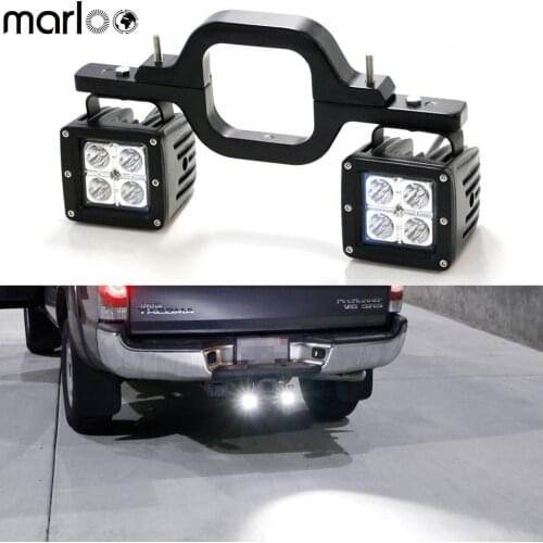Marloo Tow Hitch Mount 3X3" 16W LED Pod Backup Reverse Lights Rear Search Lighting Off-Road Work Lamps For Truck SUV Trailer RV