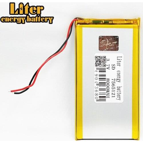3.7V 8000mAh polymer lithium battery with protective panel charging battery power 7566121 For Tablet PDA MID GPS Electric Toys