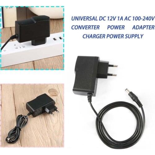 Hot Newest Portable Travel Wall Charger 100-240V Universal DC 12V 1A AC Converter Power Adapter Charger Power Supply EU Plug