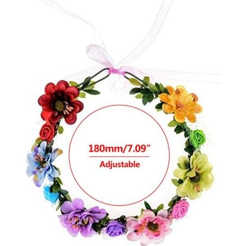 Flower Headband Rose Handmade Flowers Floral Garland Hair Band Crown Tiara Decoration Adjustable Women Girls Headdress For Party