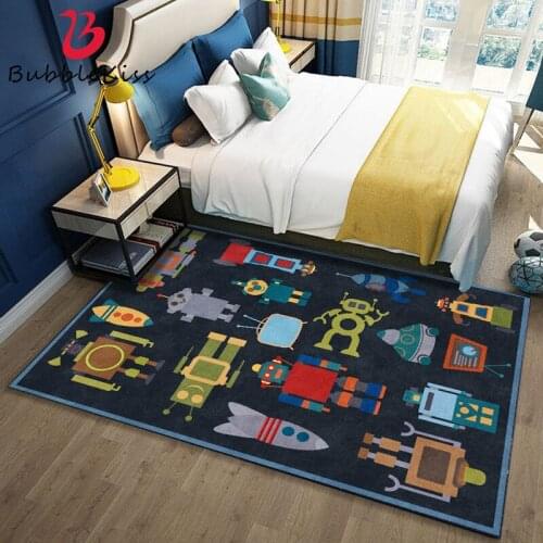 Bubble Kiss Modern Cute Cartoon Robot Pattern Carpets for Bedroom Home Kids Room Decor Area Rugs Customized Bedside Floor Mat