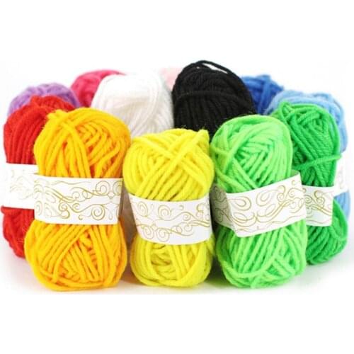 Handmade Material Making Sewing Toys Colorful Yarn Ball Yarn Paste Painting Art Wool Hand Knitting for Kid 12 Roll