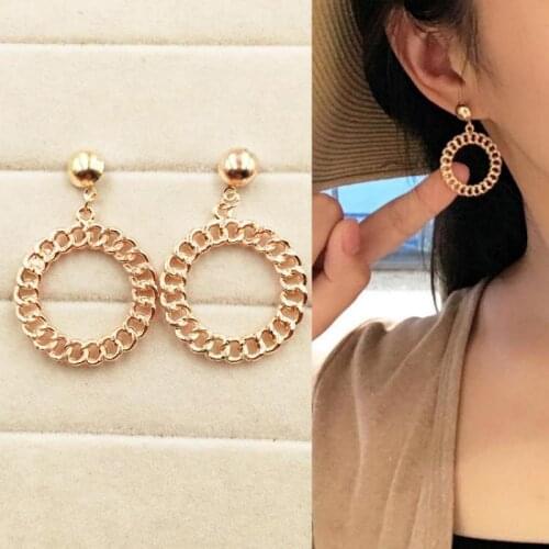 New Hot Exaggerated Chain Circle Earrings Hollow Preparation Metal Personality Earrings Earrings Female Jewelry Wholesale
