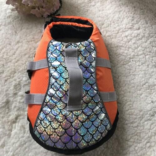 Dog Life Vest Clothes Laser Reflective Pet Life Jacket with Two Adjustable Straps Waterproof Swimwear Swimming Survival Suit