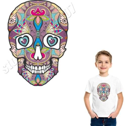 Heat Transfer Parches Skull Iron On Patches Washable A-Level Environment Friendly Decals Custom DIY Accessory Stickers