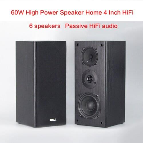 60W 4 Inch High Power Three-way Speaker Home HiFi Fever Subwoofer Speaker Passive Audio Bookshelf Surround TV Desktop Audio