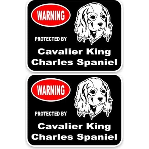 New Personality 2X Cavalier King Charles Spaniel Guard Dog Car Sticker Vinyl PVC 15cm*11cm Motorcycle Decals Car Decals