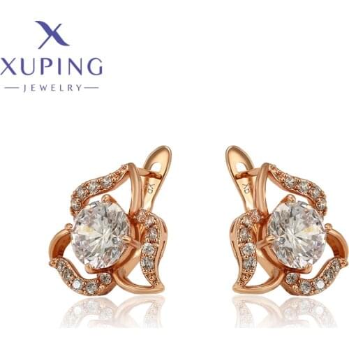 Xuping Jewelry Fashion Synthetic Cubic Zirconia Flower Shaped Rose Gold Color Women Earrings A00360201