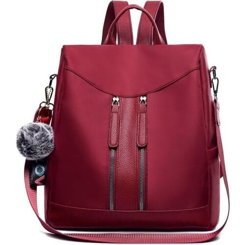 2019 Women Oxford Backpacks For Girls Sac A Dos Female Backpack With Hairball School Bags For Girls Rucksacks Casual Daypack