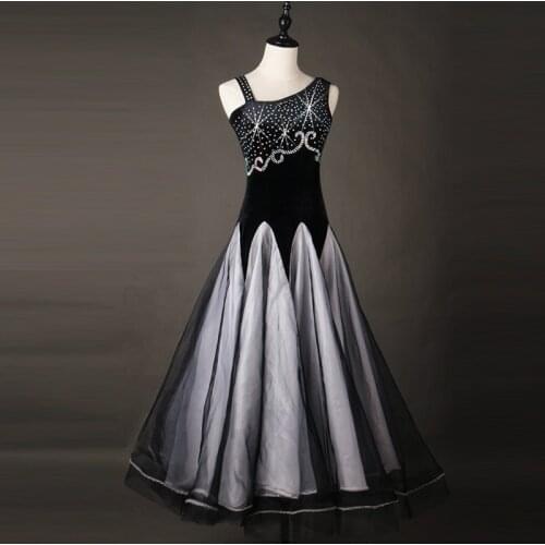 Lady Ballroom Dance Dress Women Dancing Compitition Suit Girls Ballroom Costume Shiny Rhinestone Slim Shape Latin Dress D-0154