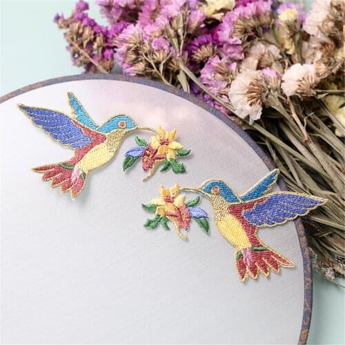 1 Pair / 2 pieces Small Yellow Bird Embroidered Patch Iron on Patches for clothes applique embroidery DIY Suppliers Crafts